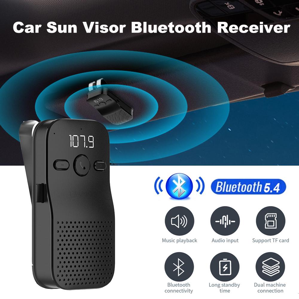 Bluetooth 5.4 Handsfree Car Kit HIFI Speaker Wireless Audio Receiver MP3 Music Player 1000Mah Noise Cancelling Sun Visor Clip