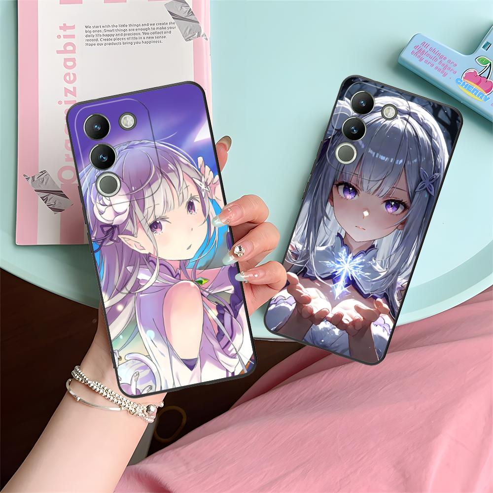 Чехол для мобильного телефона ReZero Emilia Waifu для VIVO V60 V50 V40 V30 V29 V27 V25 V23 Pro Lite 5G Цветной Печатный Чехол Красивый Роскошный