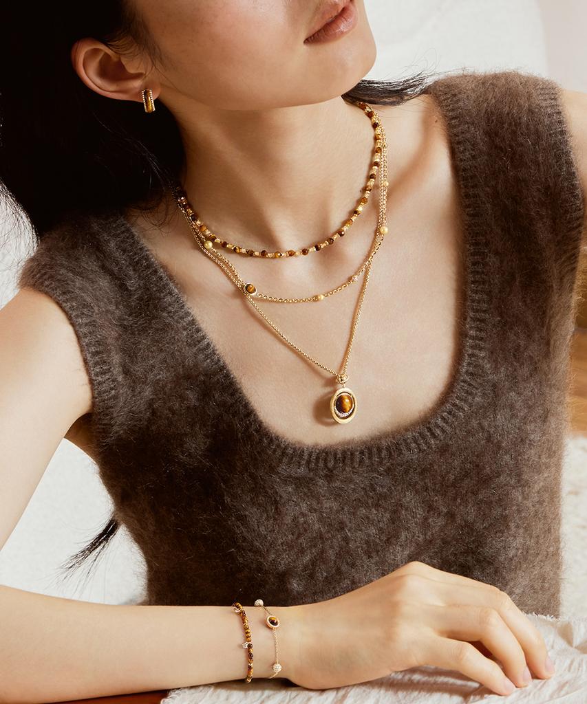 Lola Rose Heliocentric Tiger Eye Citrine Bead Women'S Necklace