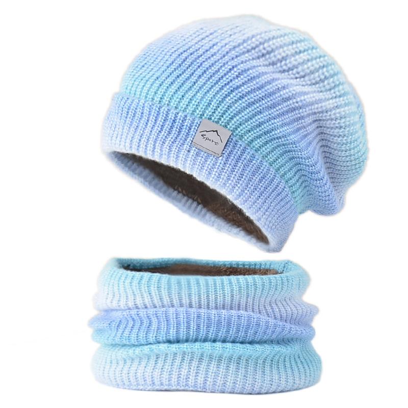 Women's Winter Knitted Woolen Warmth Hat Scarf Two Piece Ear Protection Cap