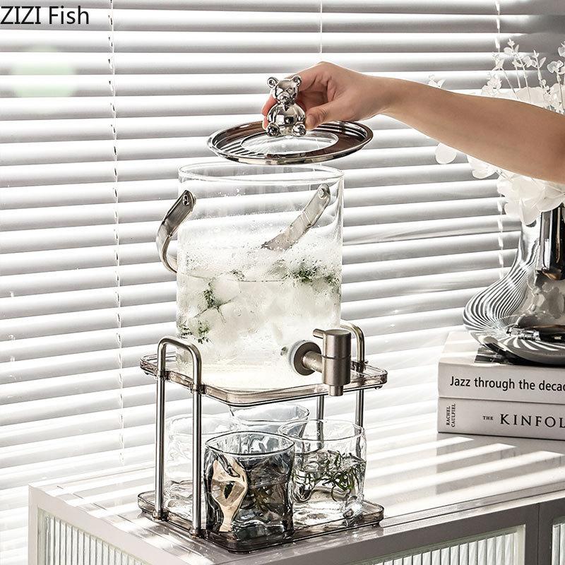 Стеклянный чайный сервиз, один чайник, четыре чашки, шесть предметов, графин для вина, виски, домашний чайник для сока, легкий роскошный прозрачный чайный сервиз