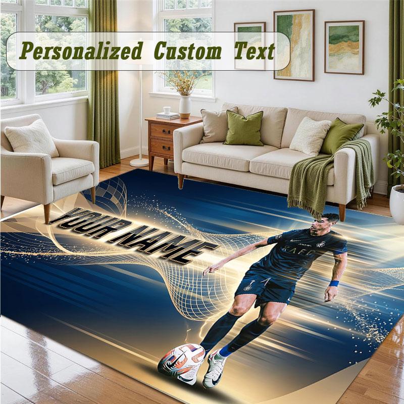 Crystal Velvet Square Rug Custom NameCristiano Ronaldo Pattern Non Slip Home Floor Decor Rug
