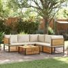6 Piece Garden Sofa Set with Cushions Solid Acacia Wood