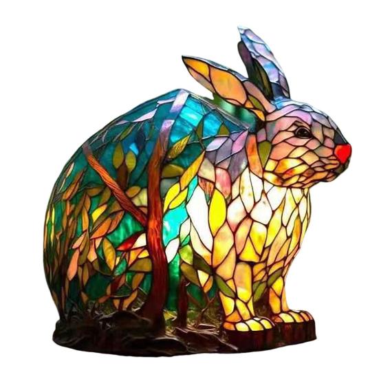 Stained Glass Animal Table Lamp Battery Operated Vintage Animal Night Light Home Office