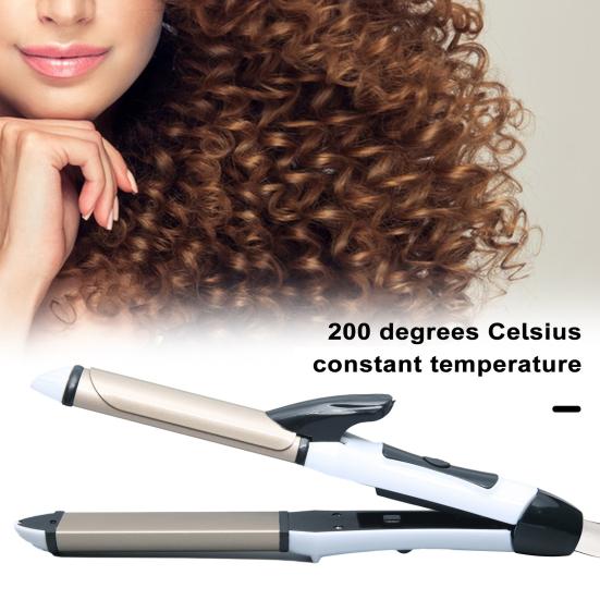 Выпрямитель для волос с плоским утюгом и пластиной с керамическим покрытием, быстрый нагрев, 2-в-1, многофункциональная укладка волос без вьющихся волос, бигуди, профессиональный утюжок для волос