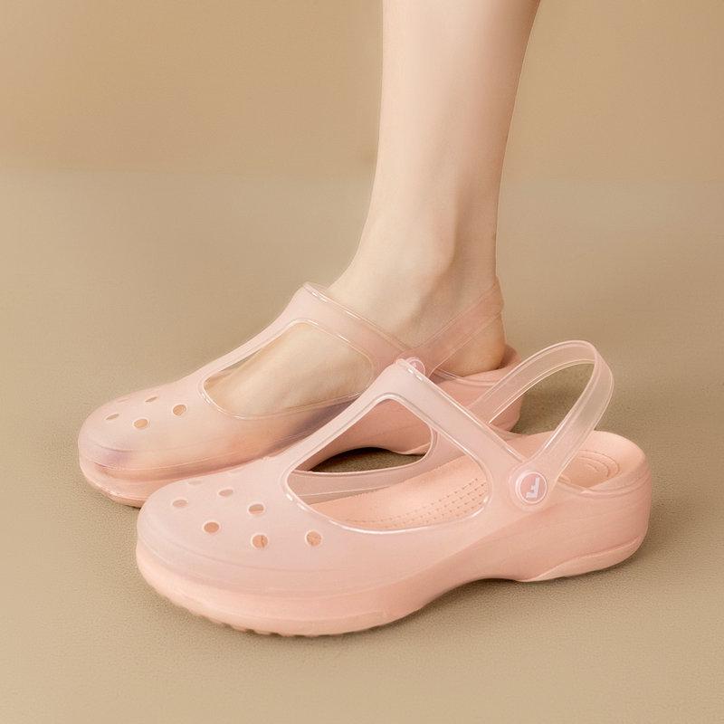 Женские прозрачные сандалии Мэри Джейн, лето 2025: Мягкая подошва, Нескользящие, Идеально для пляжа или сада