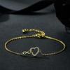 20 см браслет из меди и белого циркония в форме сердца, модные ювелирные изделия, позолоченные 14 карат, хромированные браслеты Love