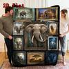 Elephant Art Collection 2D Flat Pattern Flannel Blanket, High quality All Seasons, Home Decor, Warmth and Comfort, Perfect for Christmas Gifts.