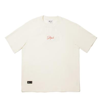 Серия коллабораций Li Ning X Staple Однотонная минималистичная футболка с круглым вырезом, удобным принтом букв и коротким рукавом, мужская футболка, цвет молочный AHSV717-1