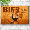 German Beer Poster Sign - "Bier Ist Wie Urlaub Im Glas" 30x20cm Aluminum Decor for Bars & Home Breweries