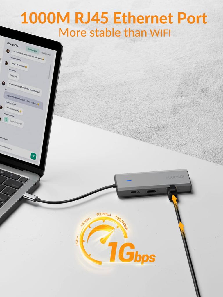 IDsonix к USB Совместимый с Портом Гарантии Портом LAN 3 USB-порта Портом PD-зарядки Портом для SD-карты Портом для Micro SD-карты USB-C Хаб 8-в-1, Type-C 3.0 5 Гбит/с,