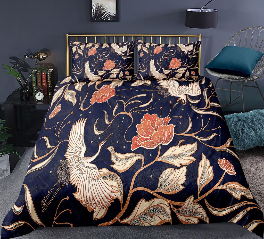 Chinoiserie Animal Polyester Duvet Cover Set King Colorful Phoenix Mountain River Landscape Asian Culture Theme For Kids Teens