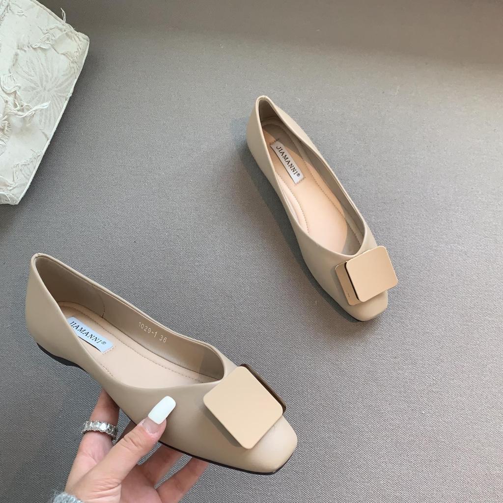 Мода 2024 года, брендовые туфли на плоской подошве с металлической пряжкой, женские балетки с мягкой подошвой, лоферы без застежек, женские повседневные туфли, универсальные мокасины