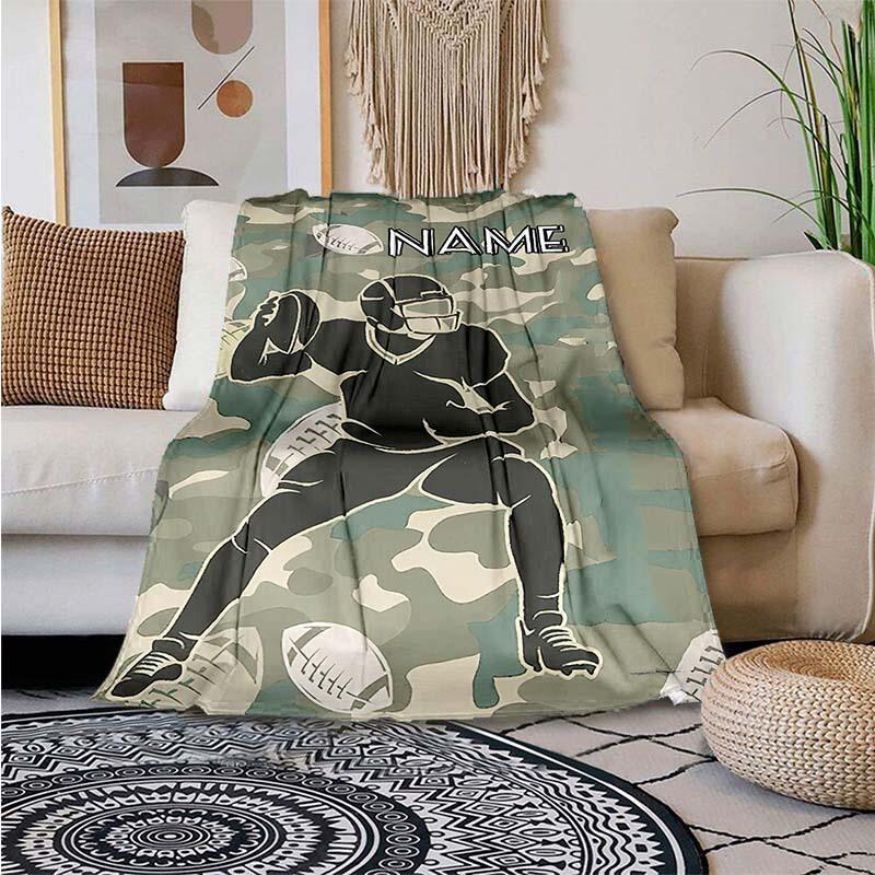 Camouflage Player Customize Your Name Blanket Used For Chair Office Sofa Bed Camping Soft And Warm Giving Friends And Relatives Birthday Graduation