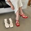 Fashion SUOJIALUN 2024 Summer New Brand Women Slipper Fashion Narrow Band Ladies Elegant Sandal Shoes Thin High Heel Dress Slides Pumps