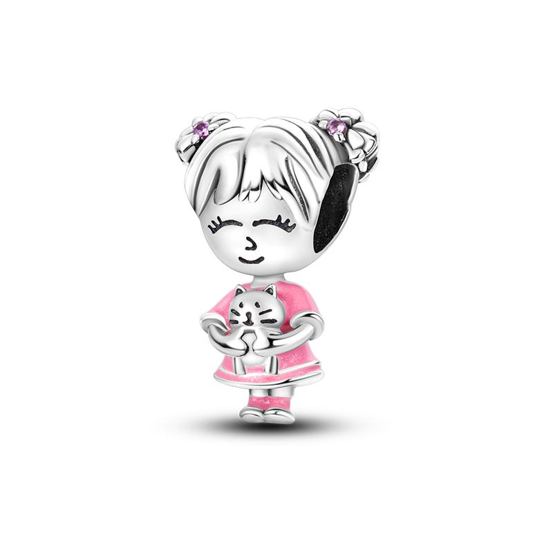 Милые Прекрасные Духи Бабочки Девочка Подвеска Оригинальные Розовые Шармы Шармы Бусины Подходят для Браслета Подвеска Для Женщин Ювелирный Подарок