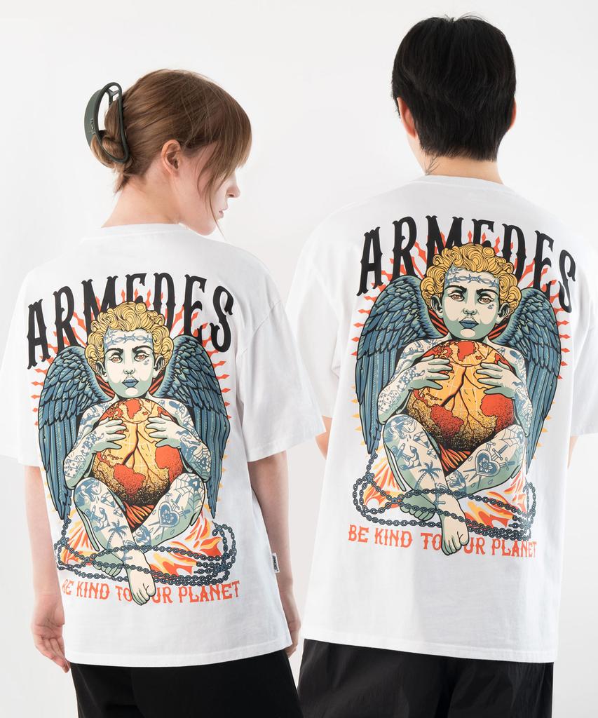 ARMEDES [2 упаковки] Хлопковая оверсайз футболка с коротким рукавом и художественным принтом, 16 шт. (1024)