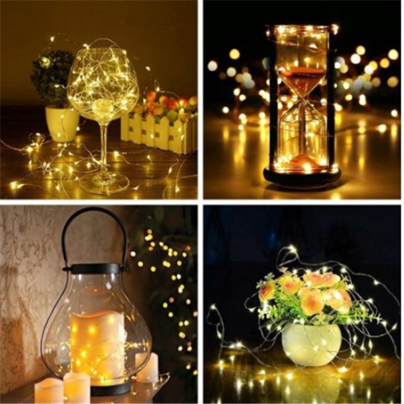 3 режима 1м 2м Светодиодная гирлянда Декоративные огни Сказочная медная проволока Для помещения и улицы