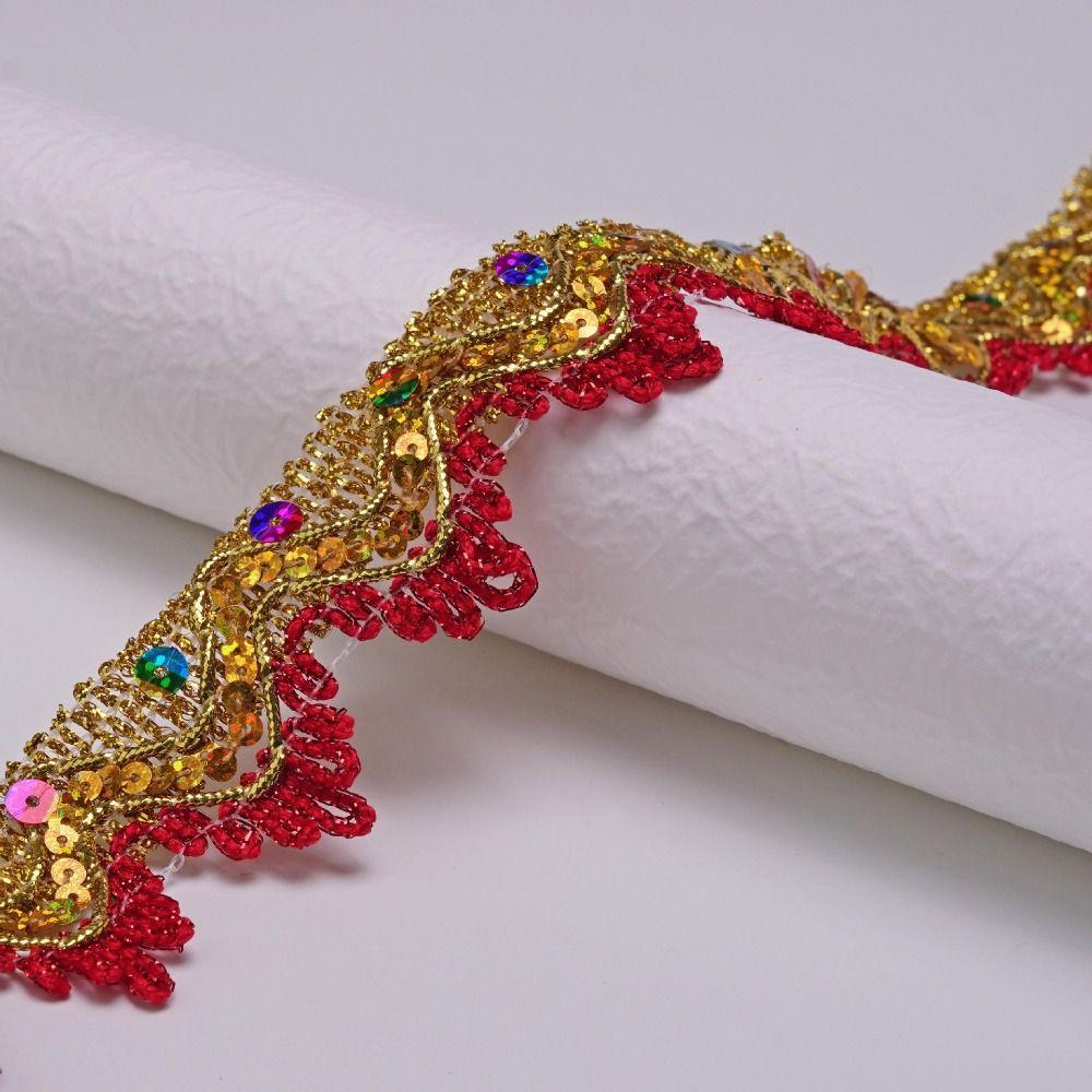 Big Wide Sequin Lace Trim 35mm Width Sewing Braided Lace Fabric Lace Trim For Clothes Accessory