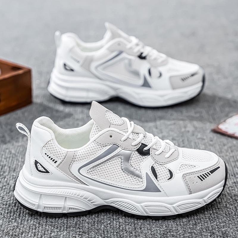 Мужская обувь 2025 года, новая весенняя дышащая сетчатая серебристая обувь для папы, мужская жареная уличная повседневная трендовая универсальная спортивная обувь
