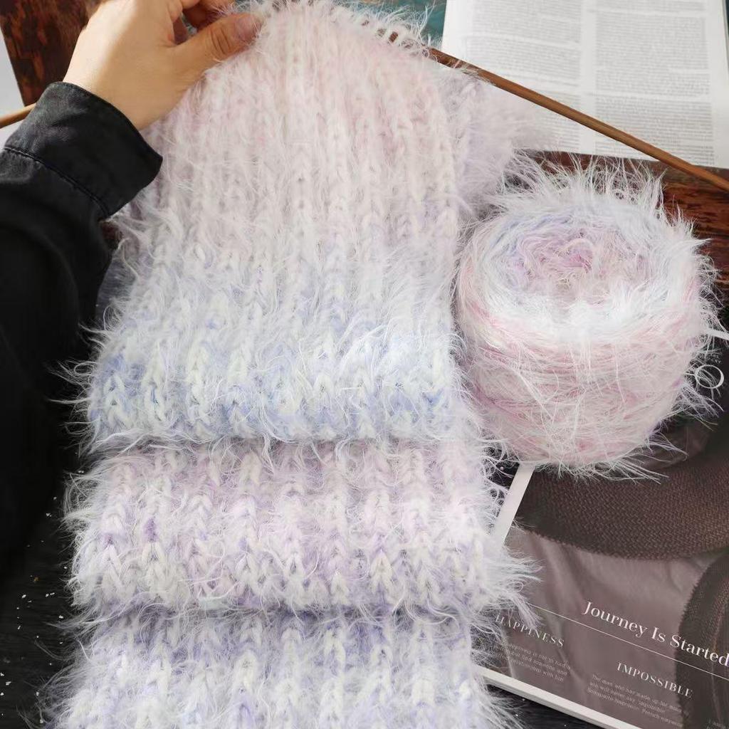 Набор мохеровой пряжи с радужным градиентом - средней толщины, идеально подходит для ручного вязания шарфов