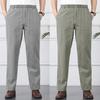 Весна Лето Мужская Мода Прямые Повседневные Брюки Однотонные Брюки Карго с Множеством Карманов Мужские Свободные Брюки Карго Льняные Повседневные Брюки Брюки на Резинке