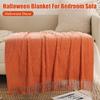 Коричневый плед для дивана, кровати, бохо декоративный шоколадно-коричневый вязаный плед, одеяло на Хэллоуин для спальни, дивана, декор на Хэллоуин