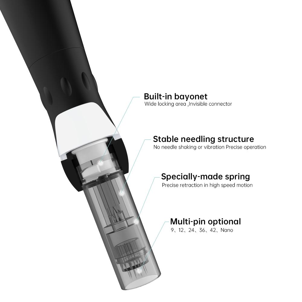 Доктор. Ручка A7 Профессиональная ручка с микроиглами с 12 шт. картриджами Derma Rolling Микроигольная терапевтическая система Уход за кожей Инструмент для красоты