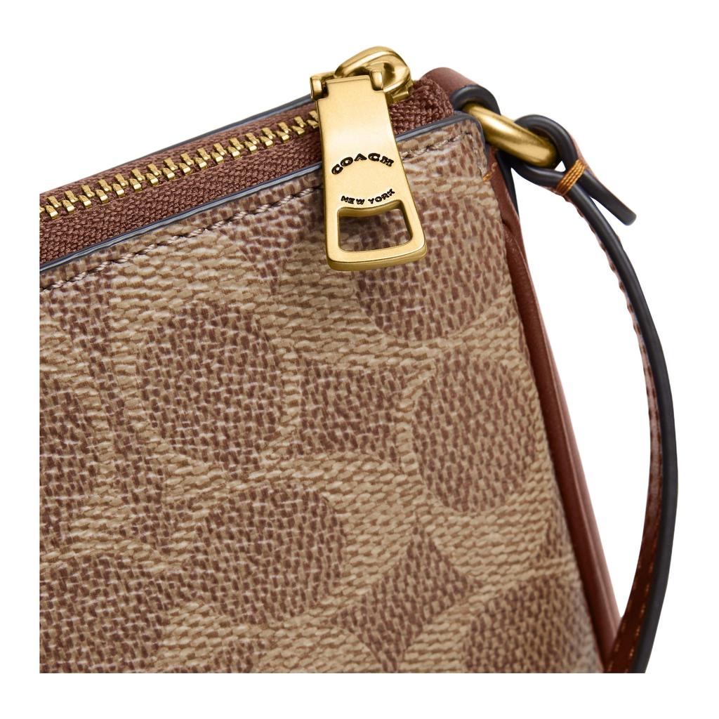 Coach Plaza 21 Латунный Металлический Фурнитур Искусственная Кожа и Коровья Кожа Ручная Сумка Наплечная Сумка Маленькая Женские сумочки Коричневый CCC42-B4N4