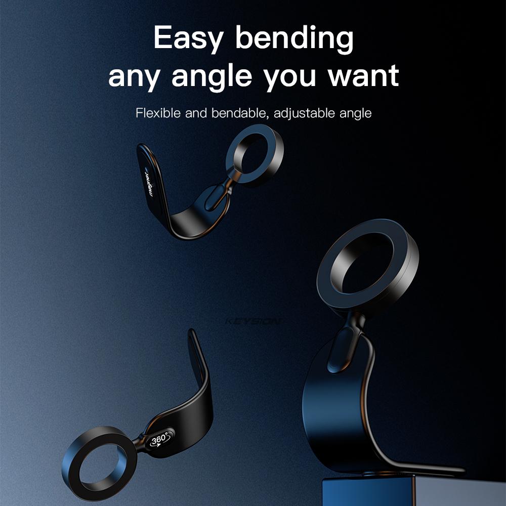 KEYSION Вращающийся на 360° магнитный автомобильный держатель для мобильного телефона, складная подставка для лобового стекла, приборной панели, центральной консоли, легкое крепление для автомобиля