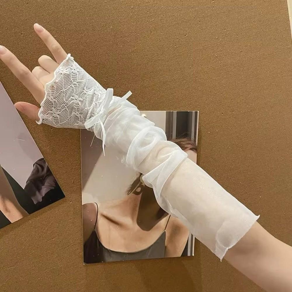 Sheer Fingerless Gloves Lace Ruffle Lolita Gloves Harajuku Mesh Gloves