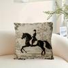 Equestrian Horse Rider Pillow Cover Vintage Tapestry Print Cushion Case For Sofa Bed Couch Elegant English Country Home Decor