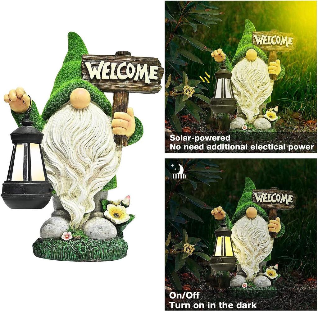 Солнечный садовый гном из смолы для украшения улицы