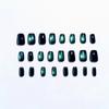 24PCS Cat Eye Press On Nails Short Artficial Nails Reusable Acrylic Nails  DIY Manicure Art