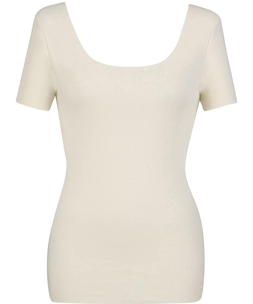 Inner Smooth To the Luxurious Comfortable Size Wing/Wacoal Women's Top, Touch, Warm, 3/4 Sleeves, U-Neck, Cotton, Flat, EL4369, BE/LL
