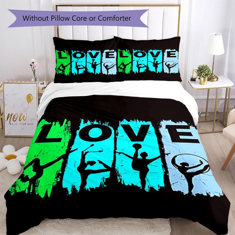3pcs gymnastics Bedding Set Duvet Cover Closure Includes 1 Duvet Cover & 2 Pillowcases, Soft and Comfortable for All Seasons.