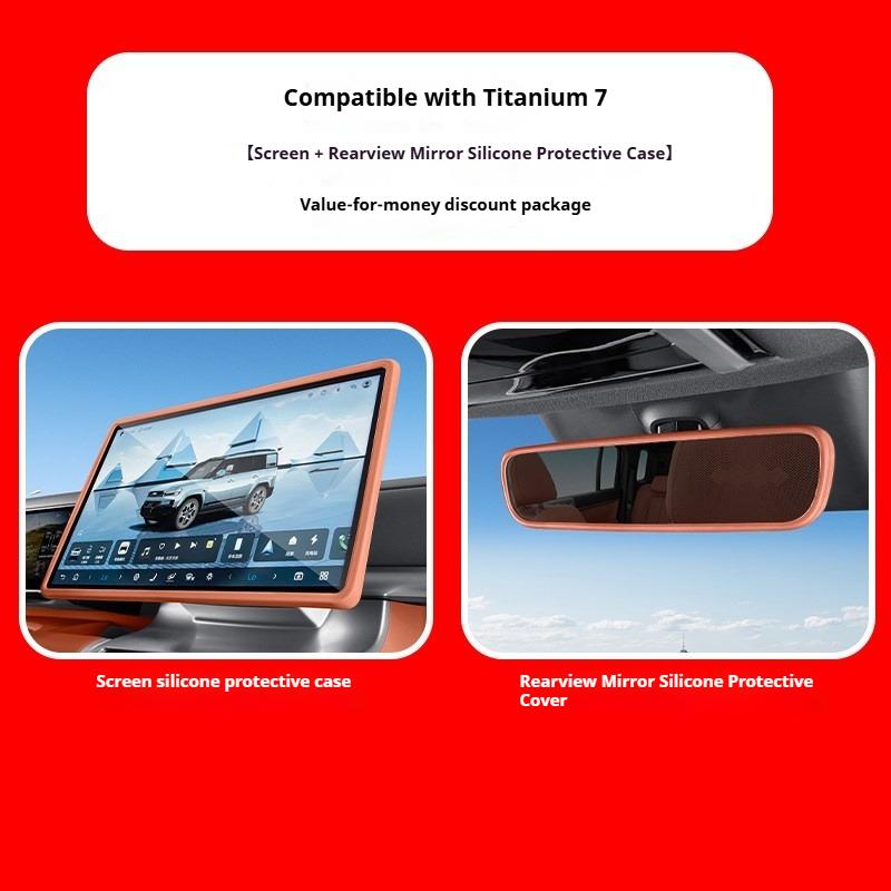 For BYD Ti7 Equation Leopard Titanium 7 Car Silicone Screen Cover Screen Frame Sticker Trim Rearview Mirror Protective Cover