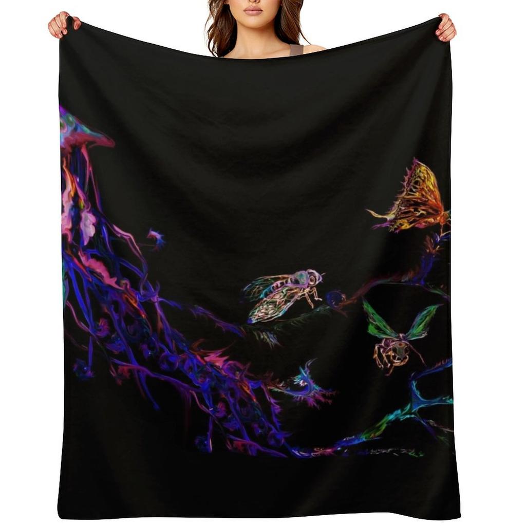 Jellyfish and insects Throw Blanket Kid'S For Decorative Sofa cosplay anime Large Blankets