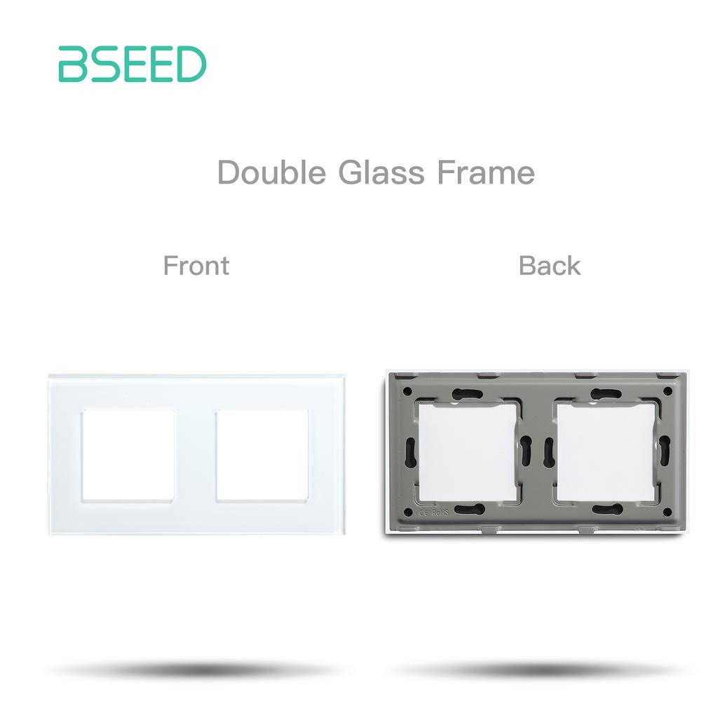 BSEED EU Стандартная настенная стеклянная рамка DIY Детали Для выключателей Розеток Металлическая пластина в комплекте Только хрустальная панель 86/157/228 мм