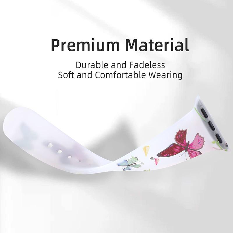 For Apple Watch 10 46mm/Ultra 2/Ultra 49mm/9 8 7 45mm/SE (2023) SE (2022) SE 6 5 4 44mm/3 2 1 42mm Pattern Design Silicone Strap Watch Band