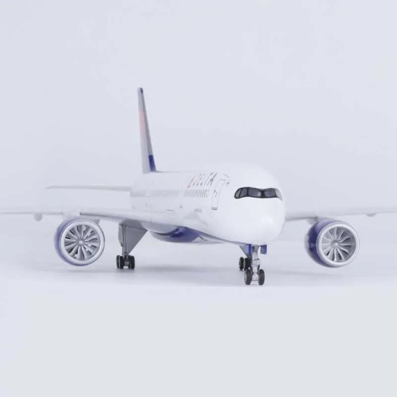 Масштаб 1/142 47СМ Самолет 350 A350 Модель авиакомпании Delta Светодиодная подсветка и колесное шасси Пластиковая смола Модель самолета
