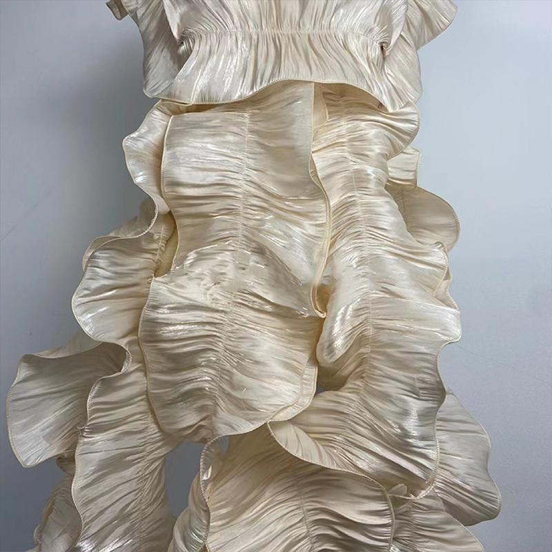 3 ярда Кружевная отделка "Большая волна" Яркий шелковый сатин Складчатая оборка Аппликация из ткани DIY Косплей Танцевальные представления Аксессуары для одежды