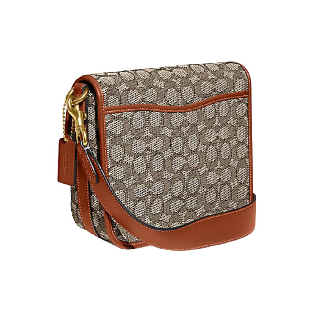 New COACH Frankie Glove Tanned Leather With Fabric Lining Shoulder Bag Crossbody Bag Small Size Women's Monogram Brown CC098-COC