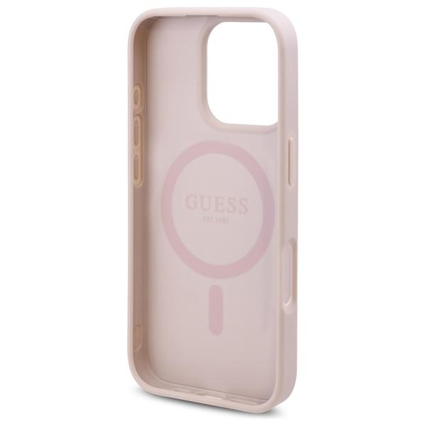 Etui do iPhone 16 Pro Guess Flowers Print MagSafe Różowe
