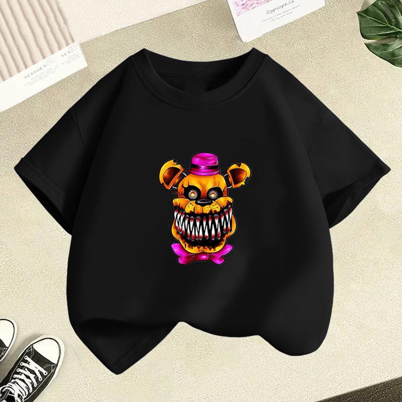Детская футболка Five Nights Freddys с мультяшным принтом, топ для мальчика с коротким рукавом, одежда FNAFs для девочки, летняя дышащая, подарки на день рождения для малыша