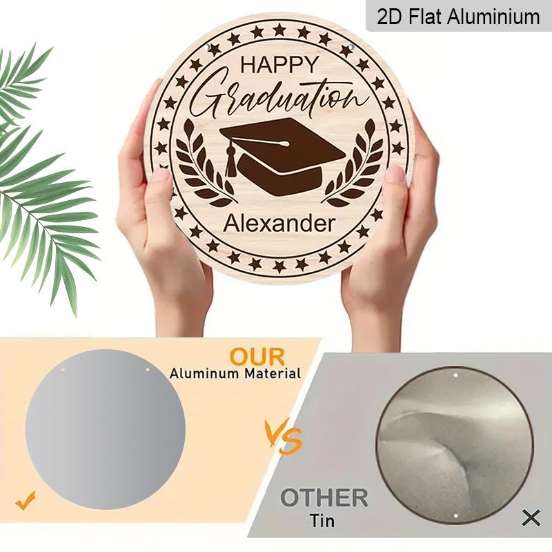 2D Flat Aluminum Graduation-Themed Wall Decor Commemorative Gift 7.87 Inches X 7.87 Inches Suitable for Cafes, Offices, Front Doors, Porches, and