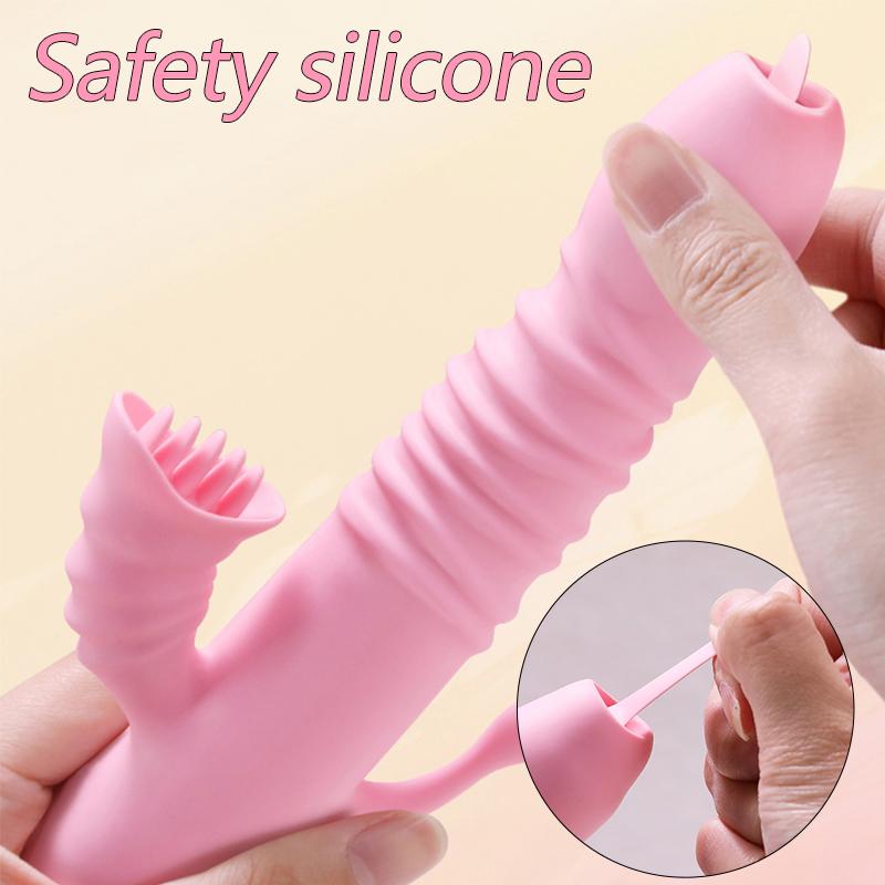 Вибратор с подогревом, телескопический фаллоимитатор, лизание языка, вагинальный массаж, стимуляция женского клитора, мастурбация, вибрация, секс-игрушка для взрослых