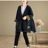 Stylish V-neck Vintage Large Pocket Loose Fit Jacket for Women