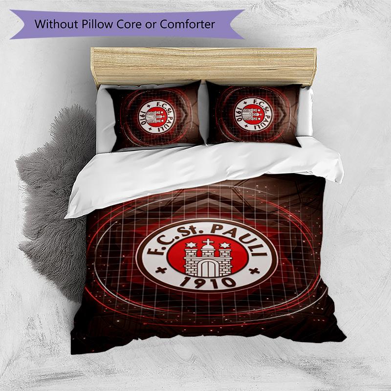 FC St. Pauli Football Printed 3 Pieces Bedding Set, Comfortable Skin Friendly Bedroom Duvet Cover Set