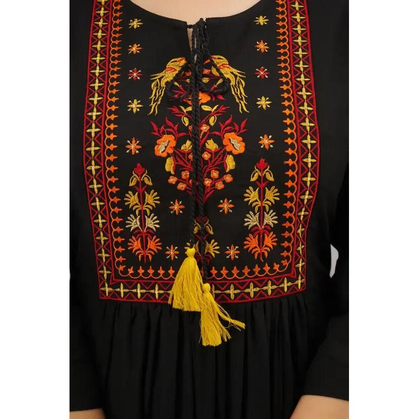 Женский вышитый вискозный прямой топ-курта индийский праздничный топ туника курти VF-20212